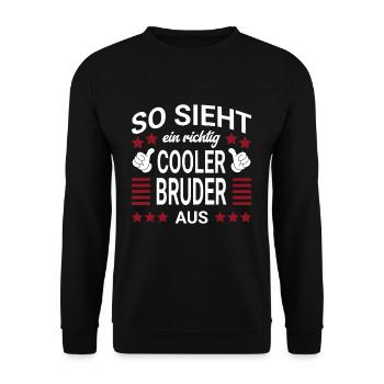 Cooler Bruder Style - Unisex Pullover - Schwarz - Vorne - Alina (178cm) & Michal (187cm)