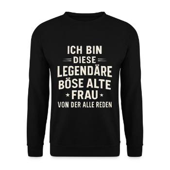 Vieille femme maléfique légendaire – Déclaration - Sweat-shirt Unisexe - noir - Devant - Alina (178cm) & Michal (187cm)