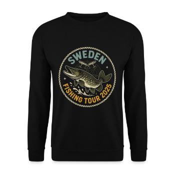 Schweden Angeltour 2025 Abenteuer - Unisex Pullover - Schwarz - Vorne - Alina (178cm) & Michal (187cm)
