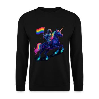 Astronaute sur licorne avec drapeau arc-en-ciel - Sweat-shirt Unisexe - noir - Devant - Alina (178cm) & Michal (187cm)