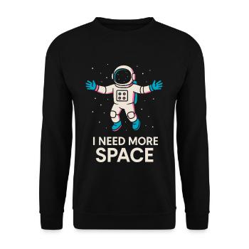 Ich Brauche Mehr Platz Astronaut Design - Unisex Pullover - Schwarz - Vorne - Alina (178cm) & Michal (187cm)