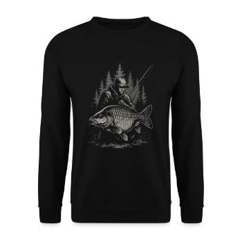 Carp Fishing Night – Scaled Carp Motif - Unisex Sweatshirt - black - Front - Alina (178cm) & Michal (187cm)