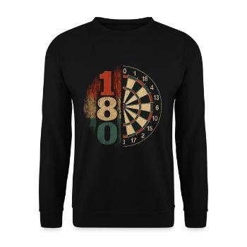 180 Darts Retro Look with Disc - Unisex Sweatshirt - black - Front - Alina (178cm) & Michal (187cm)
