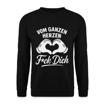 Du cœur F*ck You – Chemise Sarcasme - Sweat-shirt Unisexe - noir - Devant - Alina (178cm) & Michal (187cm)