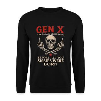 Gen X Skull Oldschool Legend - Unisex Sweatshirt - black - Front - Alina (178cm) & Michal (187cm)