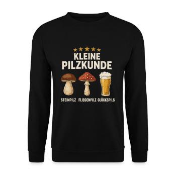 Kleine Pilzkunde Bier Spaß Design - Unisex Pullover - Schwarz - Vorne - Alina (178cm) & Michal (187cm)