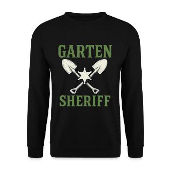 Garden Sheriff Funny Gardener Outfit - Unisex Sweatshirt - black - Front - Alina (178cm) & Michal (187cm)