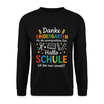 Merci à la maternelle Bonjour à l'école Inscription - Sweat-shirt Unisexe - noir - Devant - Alina (178cm) & Michal (187cm)