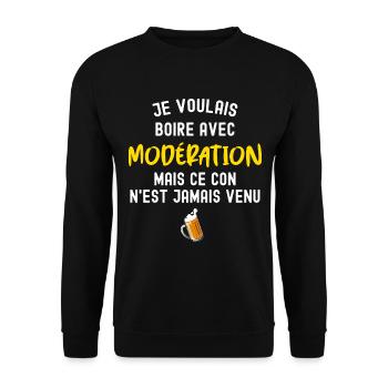 Boire avec modération humour bière pour homme - Sweat-shirt Unisexe - noir - Devant - Alina (178cm) & Michal (187cm)