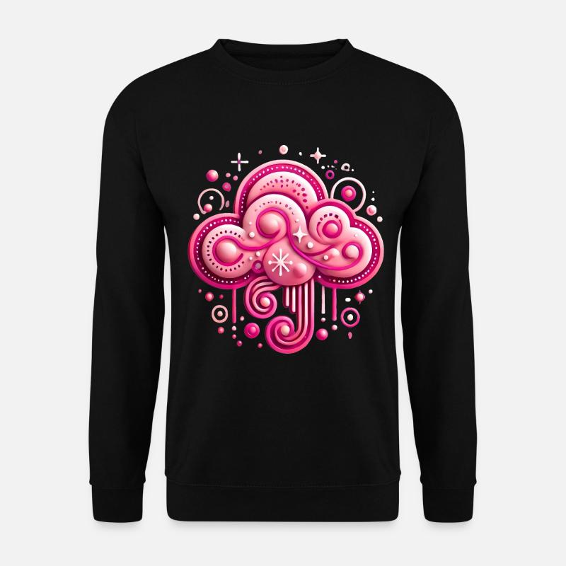 Whimsical Pink Cloud Design - Unisex Sweatshirt - black