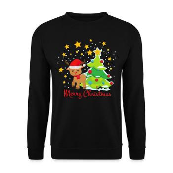 Rentier niedlich merry christmas Weihnachten Stern - Unisex Pullover - Schwarz - Vorne - Alina (178cm) & Michal (187cm)