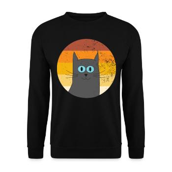 Chat gris rétro vintage pour les amoureux des chats - Sweat-shirt Unisexe - noir - Devant - Alina (178cm) & Michal (187cm)