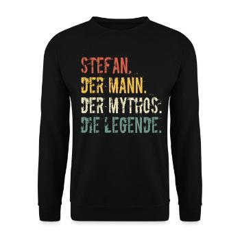 Vorname Stefan Der Mann Der Mythos Die Legende - Unisex Pullover - Schwarz - Vorne - Alina (178cm) & Michal (187cm)