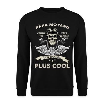 Papa motard carrément cool - Sweat-shirt Unisexe - noir - Devant - Alina (178cm) & Michal (187cm)