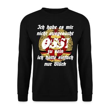 Ich habe es mir nicht ausgesucht OSSI zu sein... - Unisex Pullover - Schwarz - Vorne - Alina (178cm) & Michal (187cm)