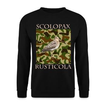 Jagd auf die Scolopax Rusticola Waldschnepfe - Unisex Pullover - Schwarz - Vorne - Alina (178cm) & Michal (187cm)