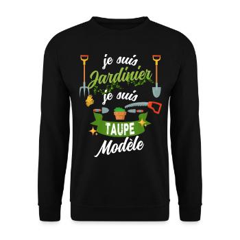Jardinier et jeux de mots Taupe modele - Sweat-shirt Unisexe - noir - Devant - Alina (178cm) & Michal (187cm)