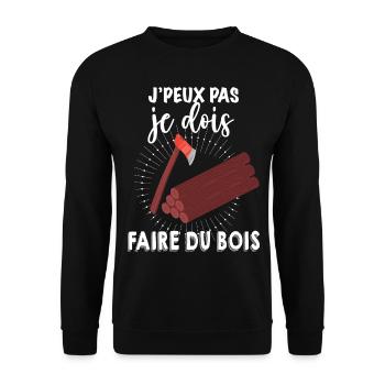 Je Dois Faire Du Bois - Sweat-shirt Unisexe - noir - Devant - Alina (178cm) & Michal (187cm)