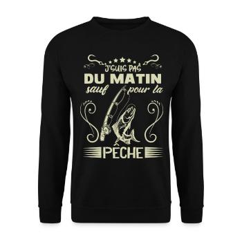 Pêcheur du Matin Citation Drôle pêche - Sweat-shirt Unisexe - noir - Devant - Alina (178cm) & Michal (187cm)