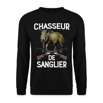 Chasseur De Sanglier Cadeau Chasse - Sweat-shirt Unisexe - noir - Devant - Alina (178cm) & Michal (187cm)