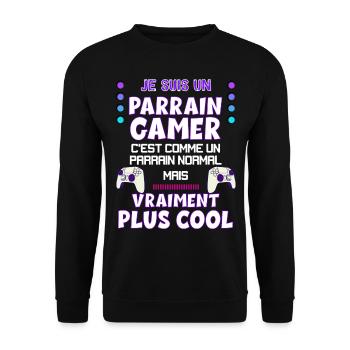 Parrain gamer Humour Jeux Video Tonton - Sweat-shirt Unisexe - noir - Devant - Alina (178cm) & Michal (187cm)
