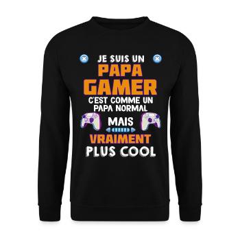 Papa Cool Papa Gamer Geek - Sweat-shirt Unisexe - noir - Devant - Alina (178cm) & Michal (187cm)