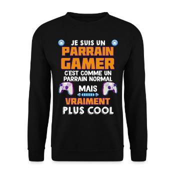 Mon Parrain Est Un Gamer Cool - Sweat-shirt Unisexe - noir - Devant - Alina (178cm) & Michal (187cm)