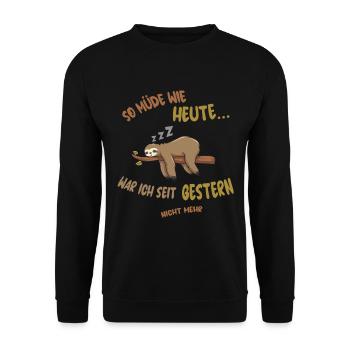 Faultier Schlafshirt | schlafendes Faultier Shirt - Unisex Pullover - Schwarz - Vorne - Alina (178cm) & Michal (187cm)