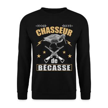 Chasseur De Bécasse Cadeau Humour Chasse - Sweat-shirt Unisexe - noir - Devant - Alina (178cm) & Michal (187cm)