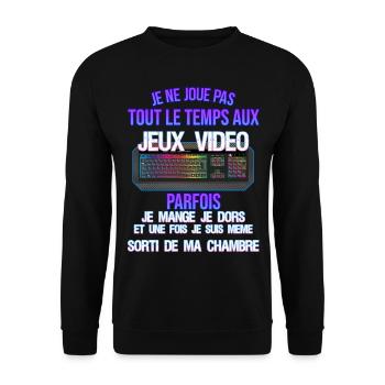 Jeux Vidéo Cadeau Citation Je Ne Joue Pas - Sweat-shirt Unisexe - noir - Devant - Alina (178cm) & Michal (187cm)