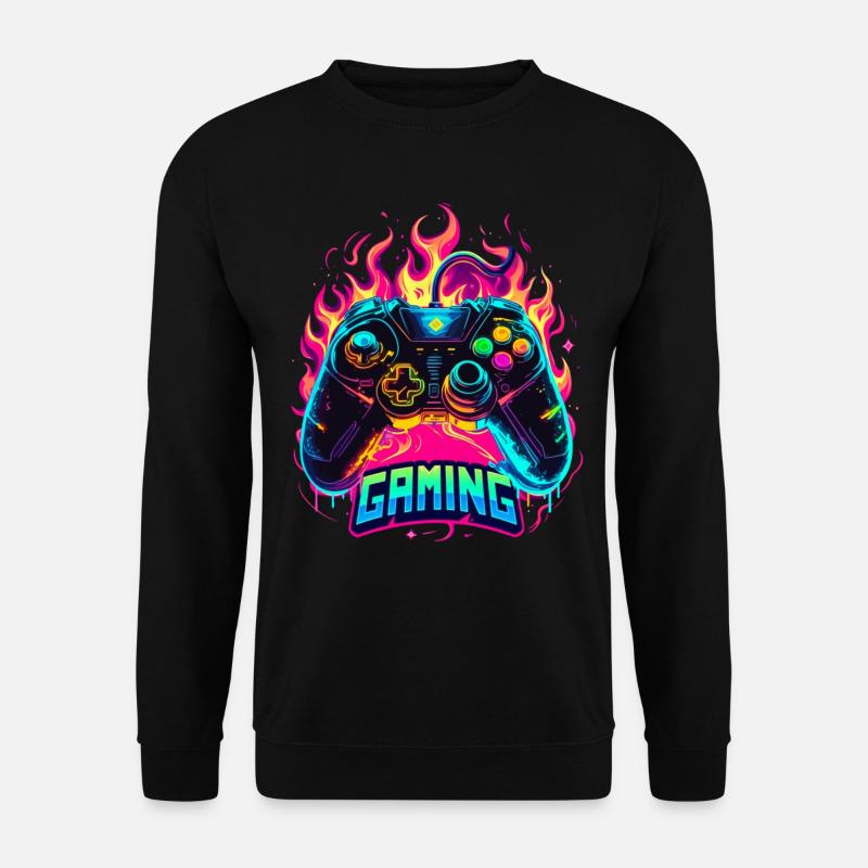 Gaming Controller Flammen Kunst - Unisex Pullover - Schwarz