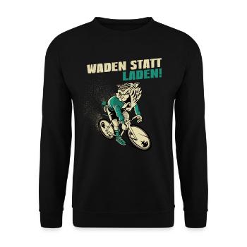 Waden statt Laden | Radsport Rennrad Shirt - Unisex Pullover - Schwarz - Vorne - Alina (178cm) & Michal (187cm)