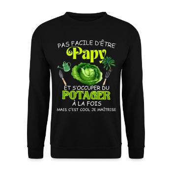 Papy Jardinier Au Top Potager Et Fierté - Sweat-shirt Unisexe - noir - Devant - Alina (178cm) & Michal (187cm)