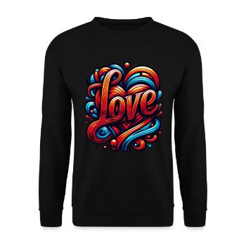 Liebe Tattoo Bunte Kunst - Unisex Pullover - Schwarz - Vorne - Alina (178cm) & Michal (187cm)
