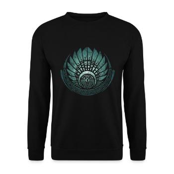 Maya Maske Quetzalcoatl Indianer Mexiko Kornkreis - Unisex Pullover - Schwarz - Vorne - Alina (178cm) & Michal (187cm)