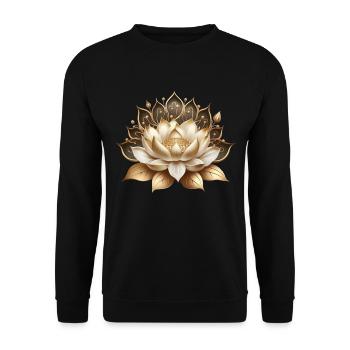 Golden Lotus Flower, Buddhism, Meditation, Yoga - Unisex Sweatshirt - black - Front - Alina (178cm) & Michal (187cm)