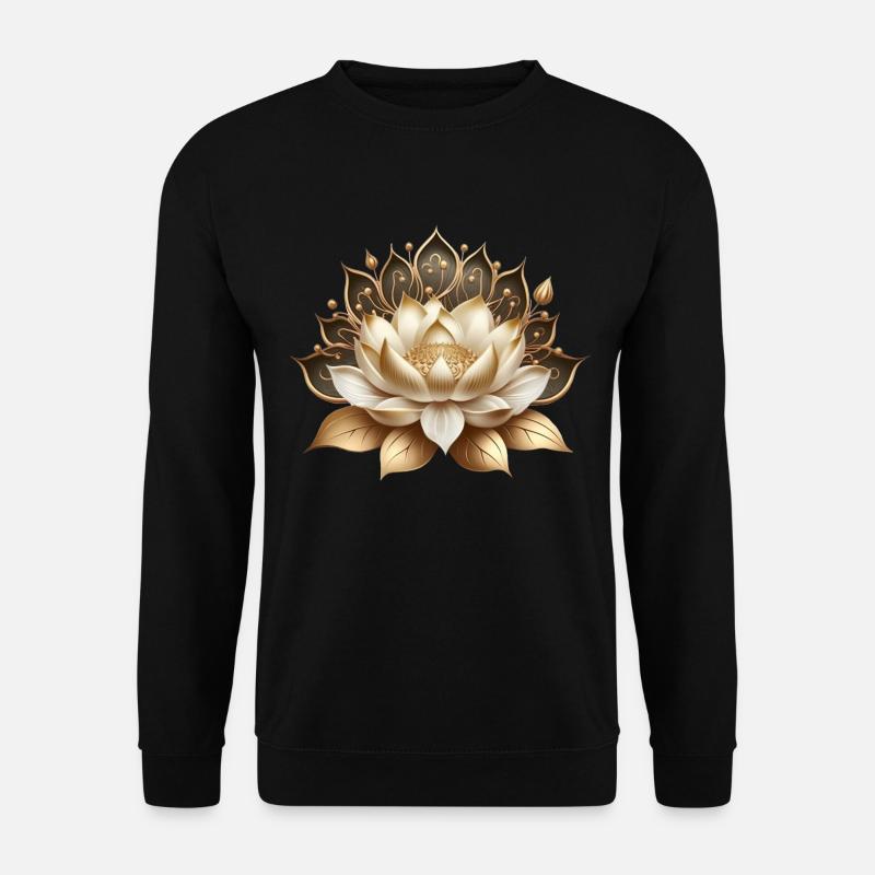 Goldene Lotusblüte, Buddhismus, Meditation, Yoga - Unisex Pullover - Schwarz
