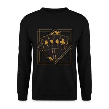 Ace Poker Casino Playing Cards Gift All In - Unisex Sweatshirt - black - Front - Alina (178cm) & Michal (187cm)