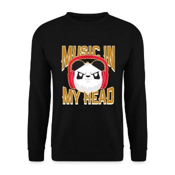 Musik Panda Kopfhörer - Unisex Pullover - Schwarz - Vorne - Alina (178cm) & Michal (187cm)