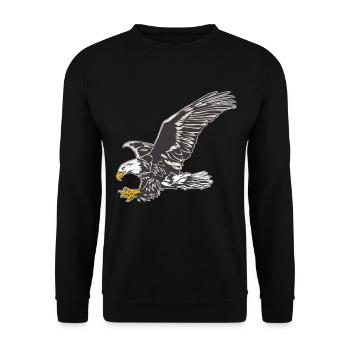 Adler Freiheit Eagle Adlerkopf Geschenk fliegen - Unisex Pullover - Schwarz - Vorne - Alina (178cm) & Michal (187cm)