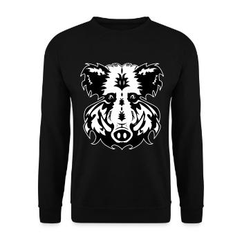 Wildschwein Wildschweine Keiler Eber Design - Unisex Pullover - Schwarz - Vorne - Alina (178cm) & Michal (187cm)