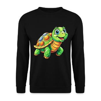 Mega süße Schildkröte - Unisex Pullover - Schwarz - Vorne - Alina (178cm) & Michal (187cm)