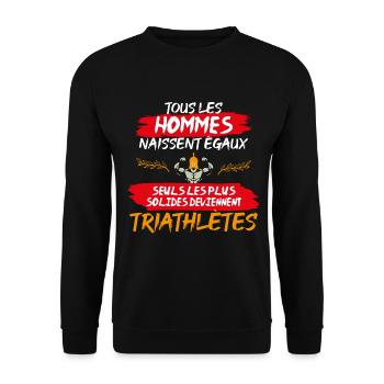 cadeau marrant solide triathlète triathlon - Sweat-shirt Unisexe - noir - Devant - Alina (178cm) & Michal (187cm)
