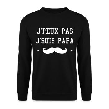 J'Peux Pas J'Suis Papa, Humour Cadeau Papa - Sweat-shirt Unisexe - noir - Devant - Alina (178cm) & Michal (187cm)