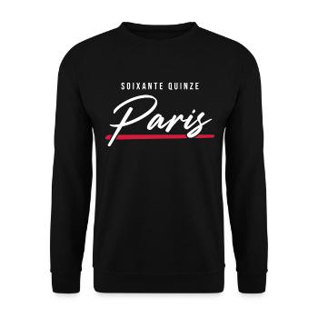Paris 75 Frankreich Kennzeichen - Unisex Pullover - Schwarz - Vorne - Alina (178cm) & Michal (187cm)