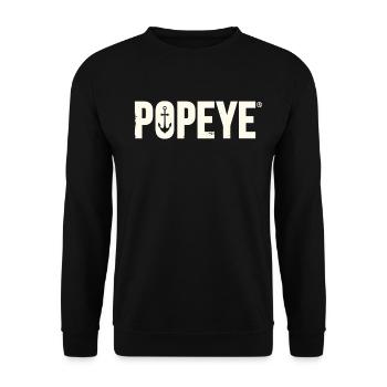 Popeye Weißes Logo - Unisex Pullover - Schwarz - Vorne - Alina (178cm) & Michal (187cm)