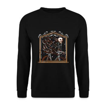 Bicycle driving skull art painting - Unisex Sweatshirt - black - Front - Alina (178cm) & Michal (187cm)