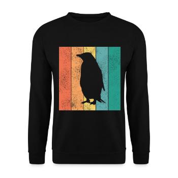 Pinguin Pinguine Tier Eis Südpol Retro Geschenk - Unisex Pullover - Schwarz - Vorne - Alina (178cm) & Michal (187cm)