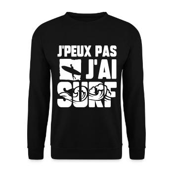 J’peux pas j’ai surf - Sweat-shirt Unisexe - noir - Devant - Alina (178cm) & Michal (187cm)