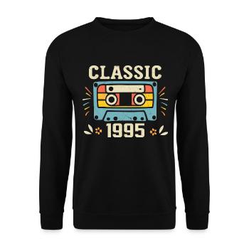 Vintage 1995 Retro Birthday Cassette 1995 - Unisex Sweatshirt - black - Front - Alina (178cm) & Michal (187cm)